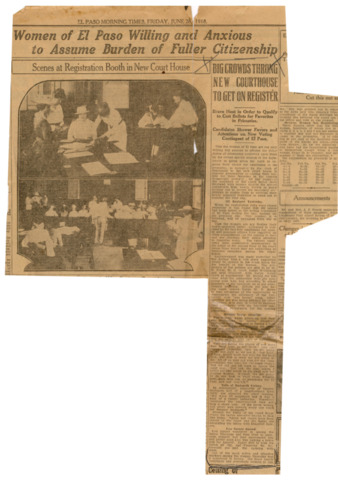 Women of El Paso Willing and Anxious to Assume Burden of Fuller Citizenship