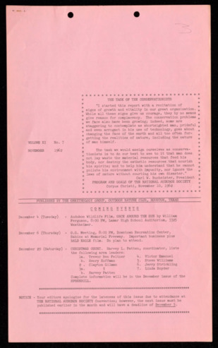 The Spoonbill, Vol. 11, No. 7, November 1962