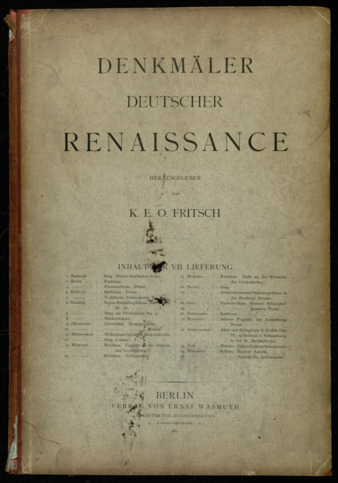 Denkmäler Deutscher Renaissance, Volume VII