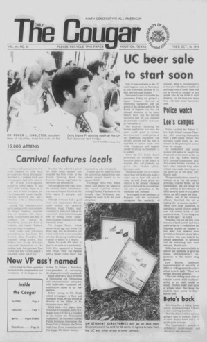 The Daily Cougar. Vol. 41, No. 25, October 15, 1974.