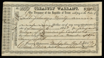 Treasury Warrant to J. W. Johnson