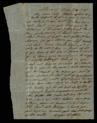 Letter from Mugan Chastain to Abel Adams regarding family and business matters