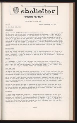 Shelletter, No. 46, November 26, 1962