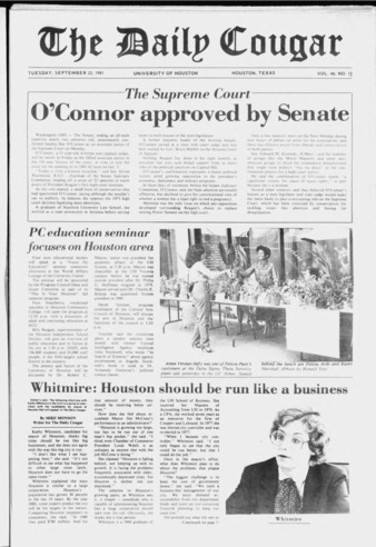 The Daily Cougar. Vol. 48, No. 15, September 22, 1981.
