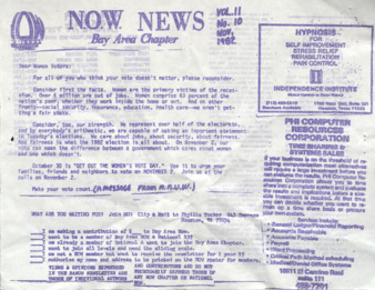 NOW News Bay Area Chapter, Vol. 11, No. 10, November 1982