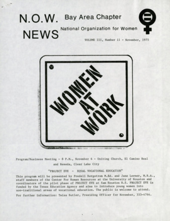 NOW News Bay Area Chapter, Vol. 3, No. 11, November 1975