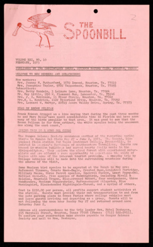 The Spoonbill, Vol. 21, No. 10, February 1973