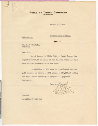 Letter from E. G. Floeter to W. T. Sinclair, 1926 August 16