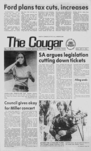 The Daily Cougar. Vol. 41, No. 22, October 9, 1974.