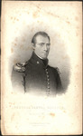 Engraved portrait of Sam Houston in military uniform