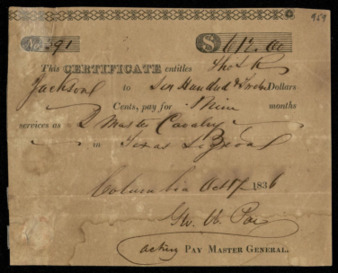 Pay certificate for Thomas R. Jackson