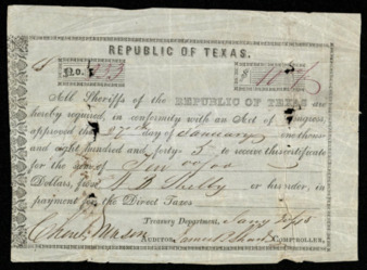 Receipt for payment to H. B. Shelby