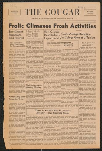 The Cougar, Vol. 4, No. 1, October 1, 1937