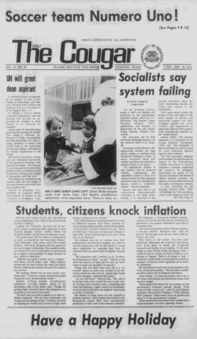 The Daily Cougar. Vol. 41, No. 55, December 10, 1974.