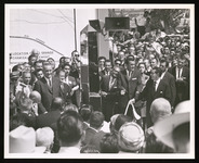 Lyndon B. Johnson and Adolfo López Mateos stand near Chamizal National Memorial