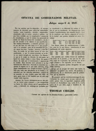 Decree issued by Thomas Childs, Military Governor, May 6, 1847