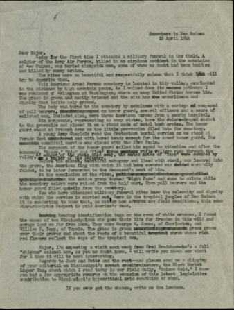 Letter from Capt. O. C. McDavid to "Major," 1944 April 16