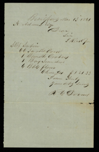 Receipt for purchase from R. C. Duvnel