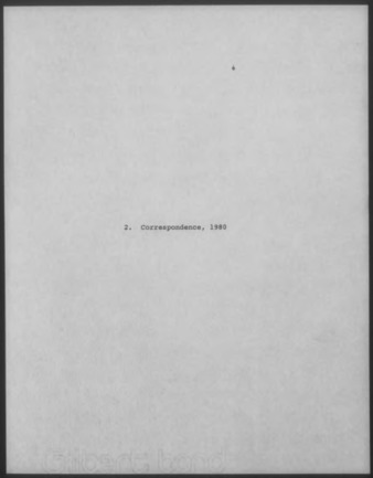 Mary Myart Malott Correspondence, 1980