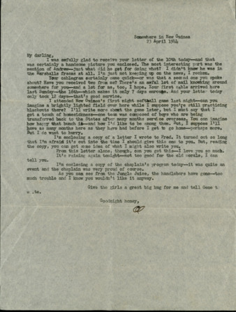 Letter from Capt. O. C. McDavid to Inez McDavid, 1944 April 23