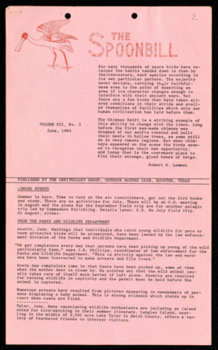The Spoonbill, Vol. 12, No. 2, June 1964