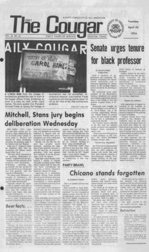 The Daily Cougar. Vol. 40, No. 85, April 23, 1974.