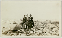 Blanche Espy Chenoweth and two other women on California shoreline