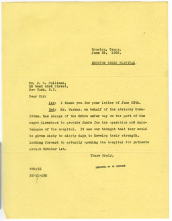 Letter from W. W. Moore to J. S. Cullinan, 1926 June 28