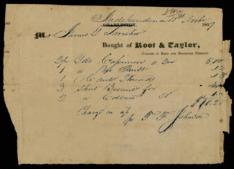 Bill from Root & Taylor to James G. Swisher