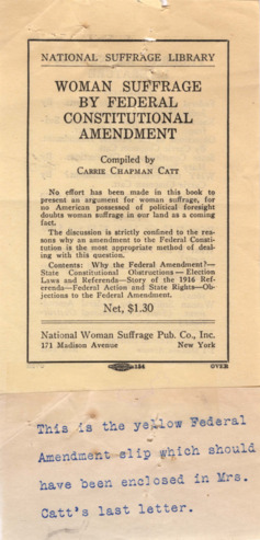 Woman Suffrage By Federal Constitutional Amendment
