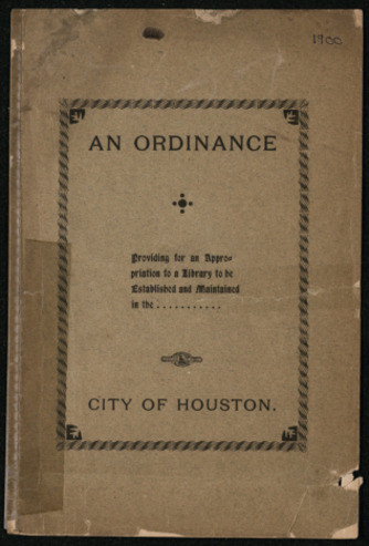 An Ordinance providing for an appropriation to a library to be established and maintained in the City of Houston