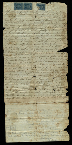 Deed transferring land in Trinity County, Texas from John Wright to T. J. Elliott