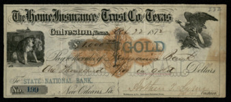 Check drawn on The Home Insurance Trust of Texas to Germania Bank for $1,000.00