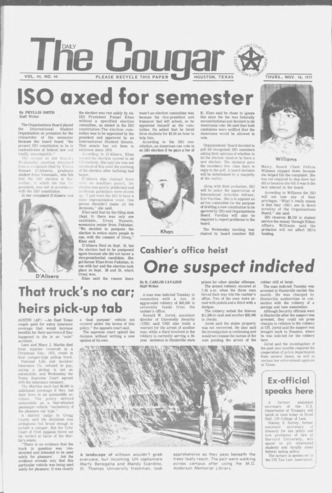 The Daily Cougar. Vol. 44, No. 44, November 10, 1977.