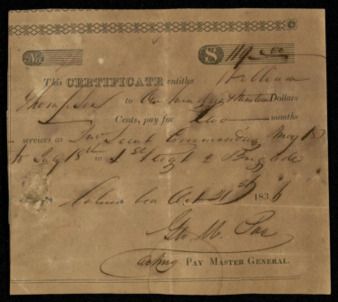 Pay certificate for William Thompson
