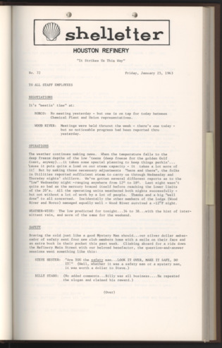 Shelletter, No. 72, January 25, 1963