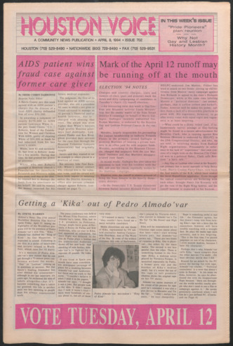 Houston Voice, No. 702, April 8, 1994