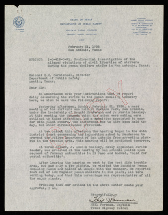 Letter from Hill Foreman to H. H. Carmichael, 1938 February 21