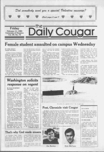 The Daily Cougar. Vol. 49, No. 70, February 11, 1983.