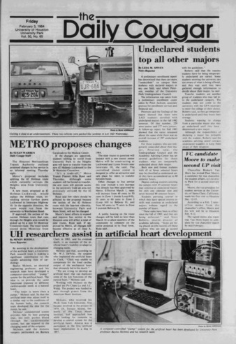 The Daily Cougar. Vol. 50, No. 65, February 3, 1984.