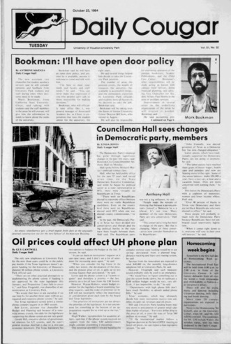 The Daily Cougar. Vol. 51, No. 32, October 23, 1984.