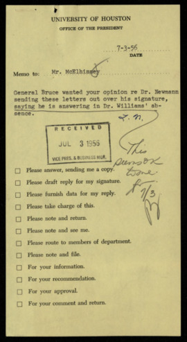 Memorandum from Patrick J. Nicholson to A. D. Bruce, regarding an upcoming debate against Oxford University (with additional memos)