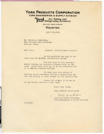 Letter from M. D. Carleton to Maurice J. Sullivan, 1926 April 10