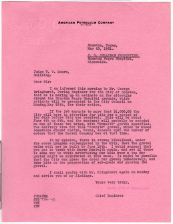 Letter from John H. Bringhurst to W. W. Moore, 1931 May 23