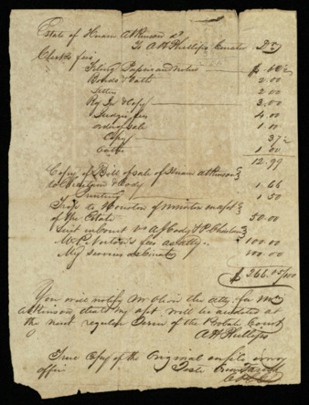 Inventory of the property and debts belonging to the estate of Hiram Atkinson