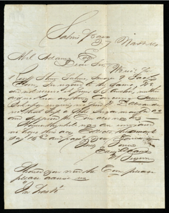 Letter regarding  purchase from [?] Adams and William Ferguson to Abel Adams