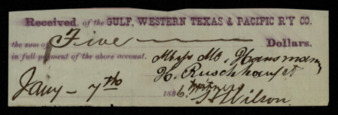 Receipt for $5 for payment on the Hausemann account