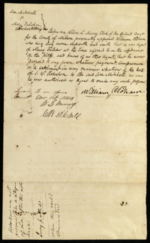 Affidavit in the case of Asa Mitchell vs. Mary Fulcher