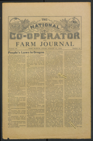 The National Co-Operator and Farm Journal, Vol. 29, No. 44, August 27, 1908