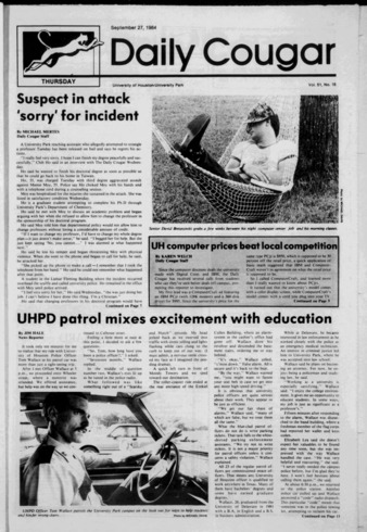 The Daily Cougar. Vol. 51, No. 18, September 27, 1984.
